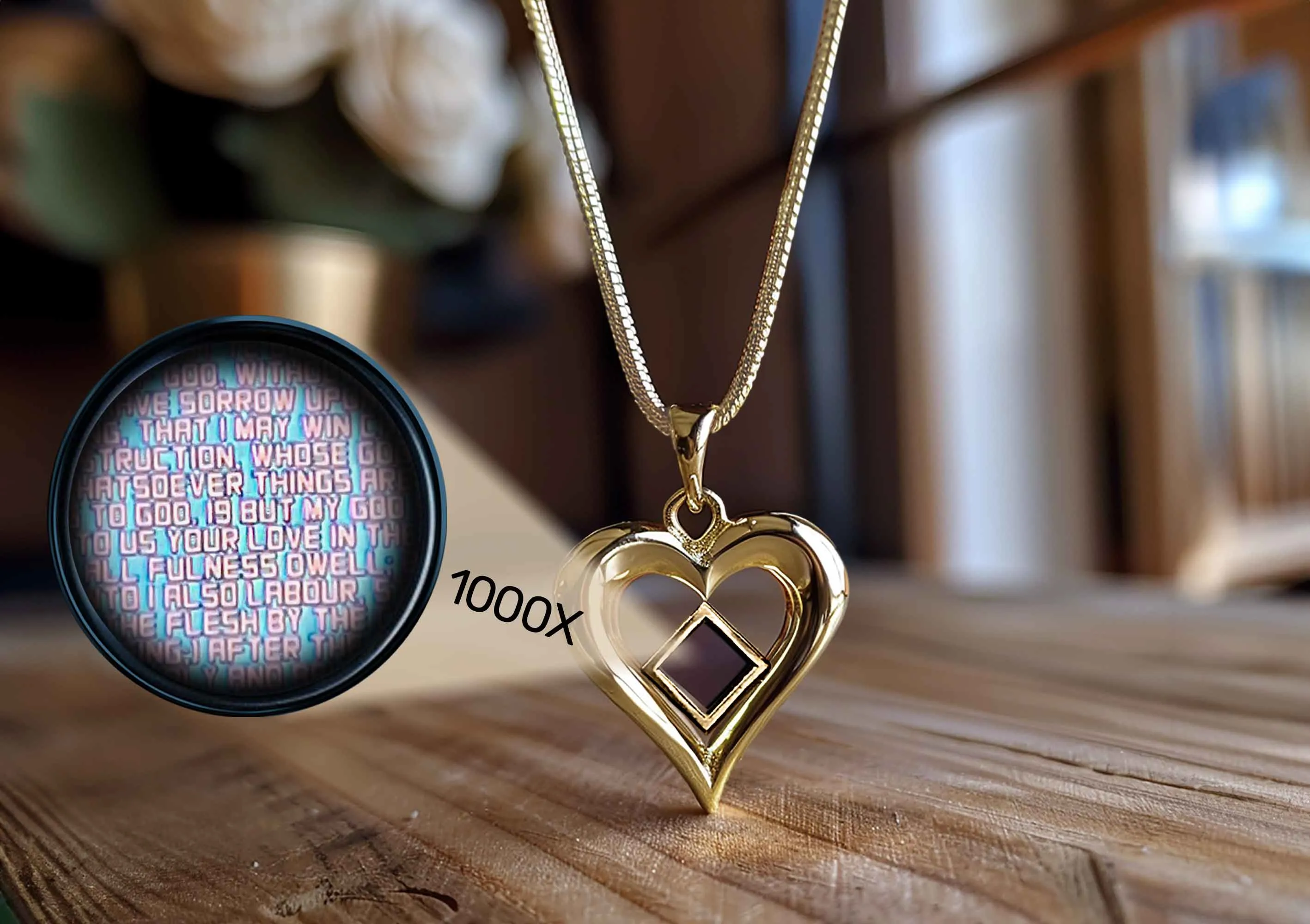 Jewelry For Her - Heart Design With Nano Bible - The Heart's Treasure Pendant