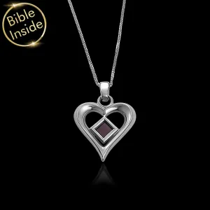 Jewelry For Her - Heart Design With Nano Bible - The Heart's Treasure Pendant