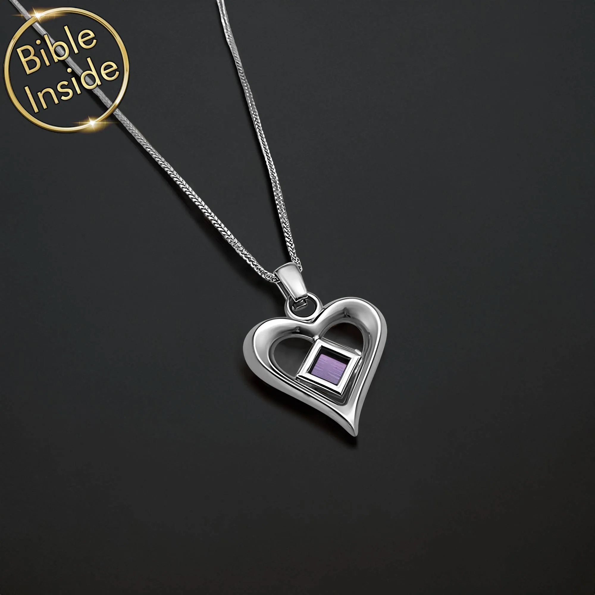 Jewelry For Her - Heart Design With Nano Bible - The Heart's Treasure Pendant