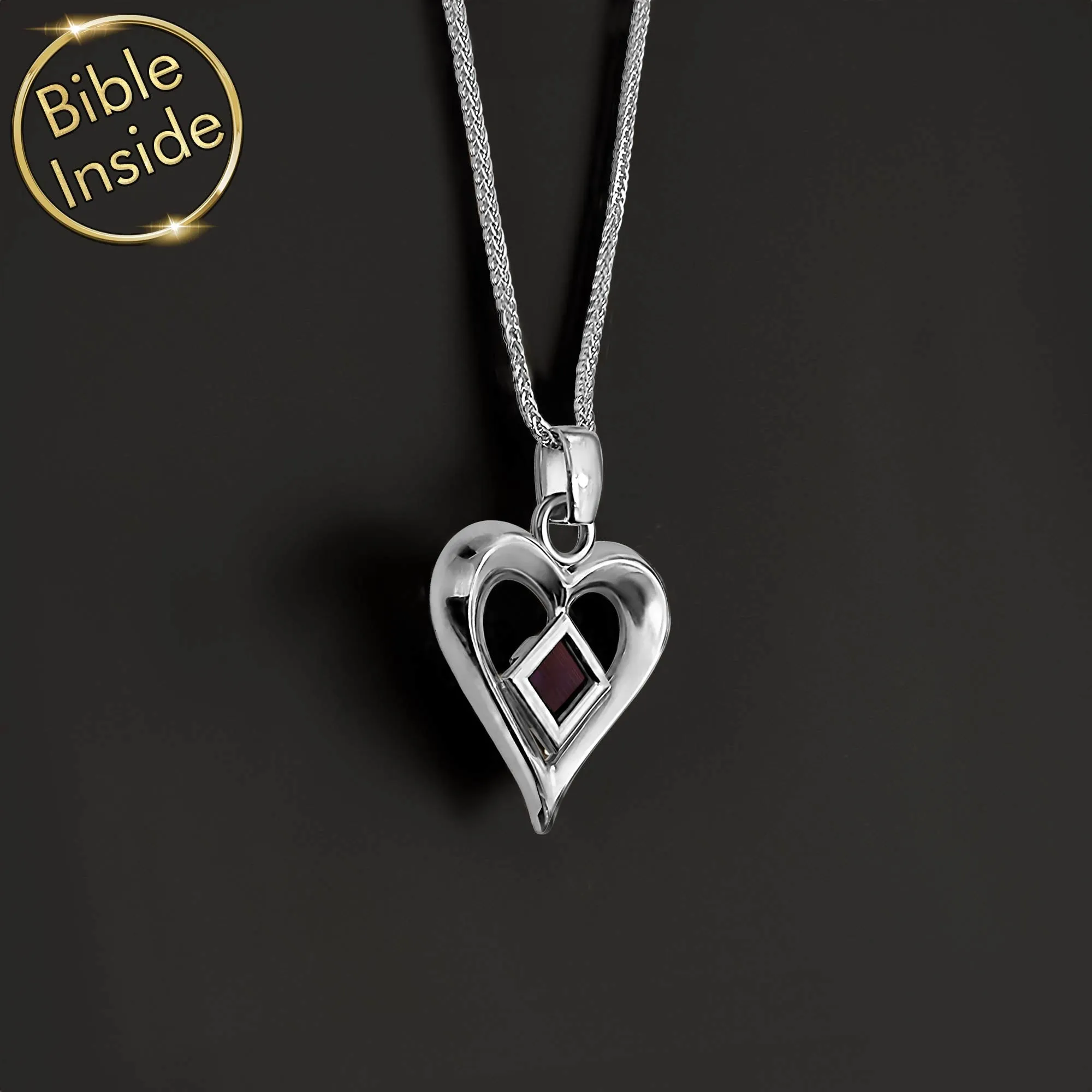 Jewelry For Her - Heart Design With Nano Bible - The Heart's Treasure Pendant