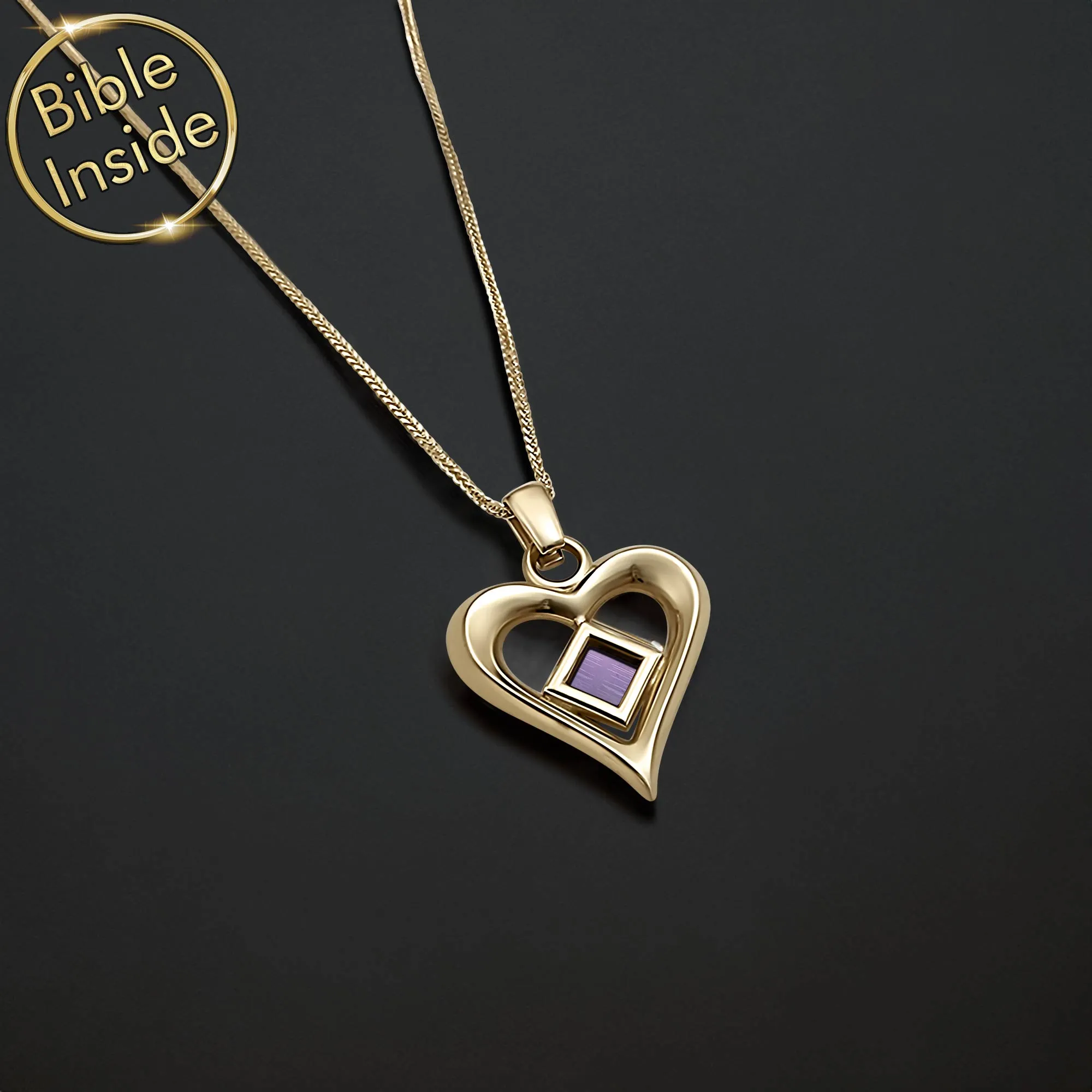 Jewelry For Her - Heart Design With Nano Bible - The Heart's Treasure Pendant