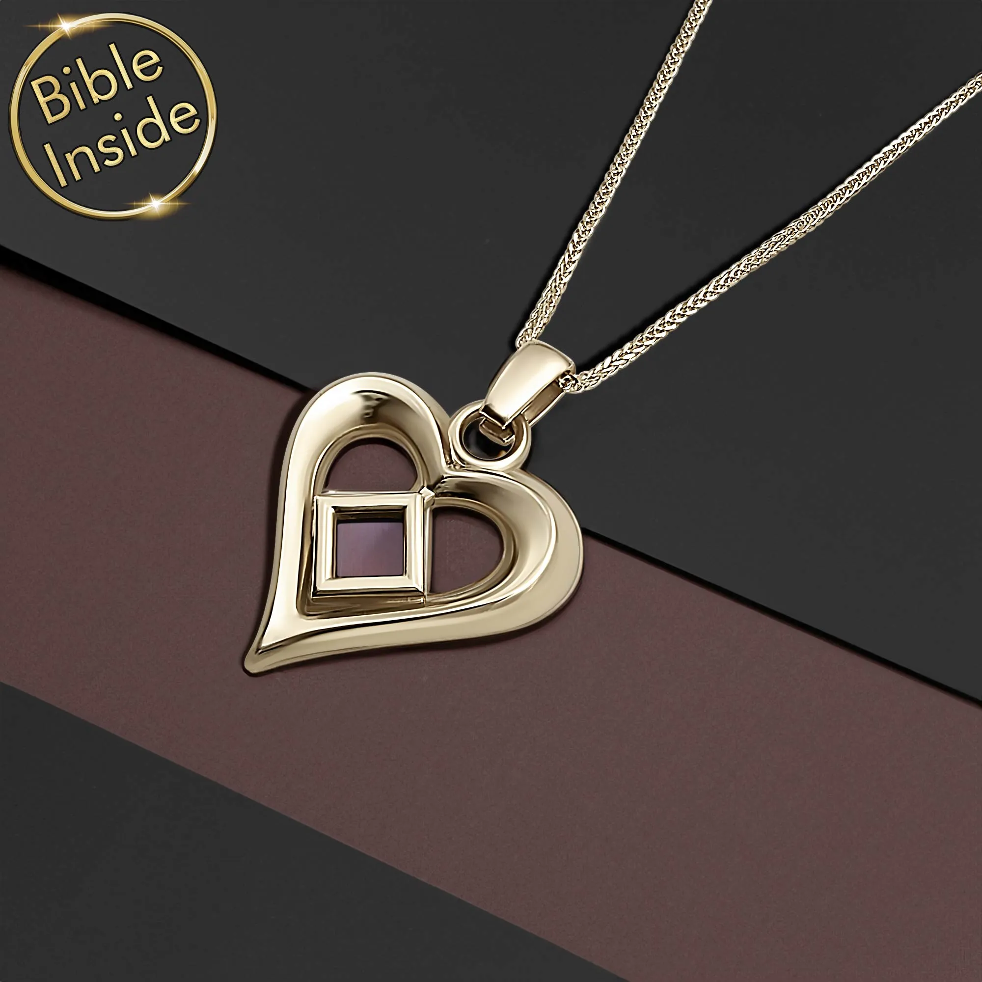 Jewelry For Her - Heart Design With Nano Bible - The Heart's Treasure Pendant