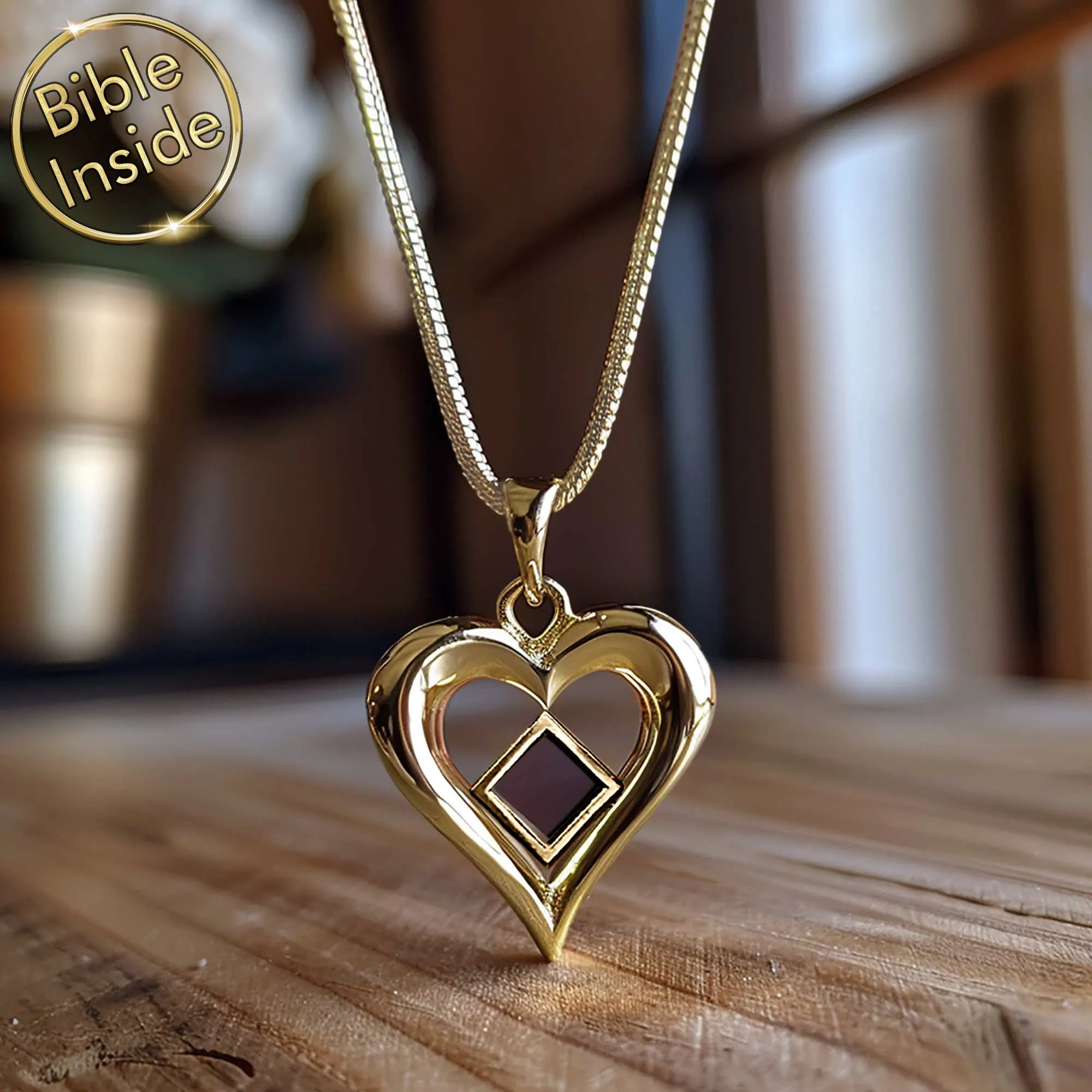 Jewelry For Her - Heart Design With Nano Bible - The Heart's Treasure Pendant