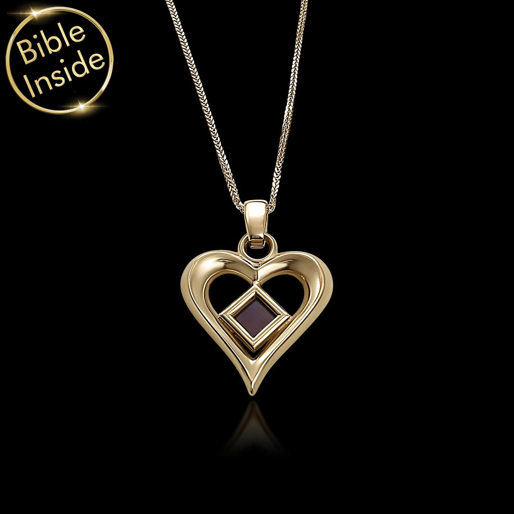 Jewelry For Her - Heart Design With Nano Bible - The Heart's Treasure Pendant