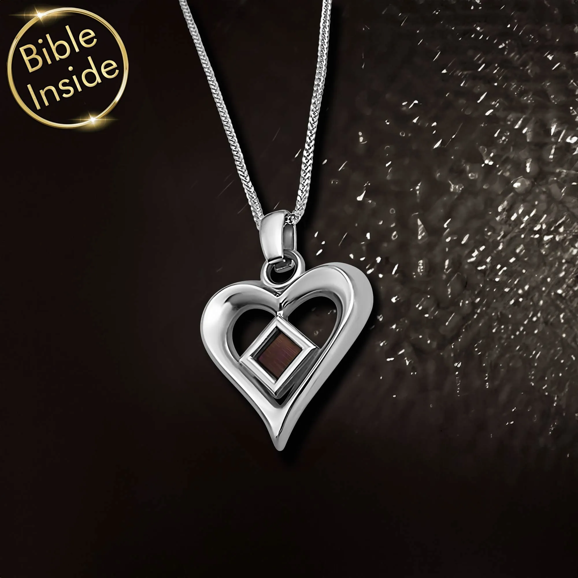 Jewelry For Her - Heart Design With Nano Bible - The Heart's Treasure Pendant