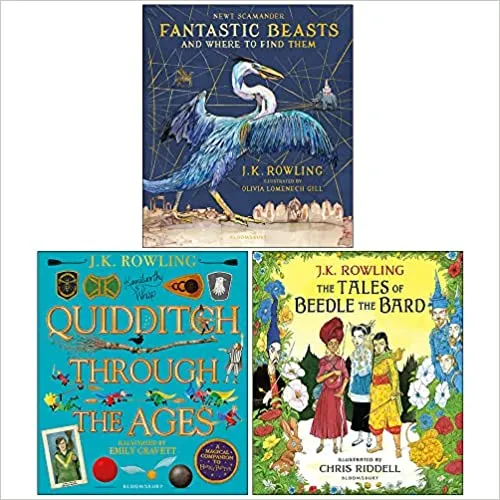 J.K. Rowling Illustrated Edition Collection 3 Books Set (Fantastic Beasts, Tales of Beedle)