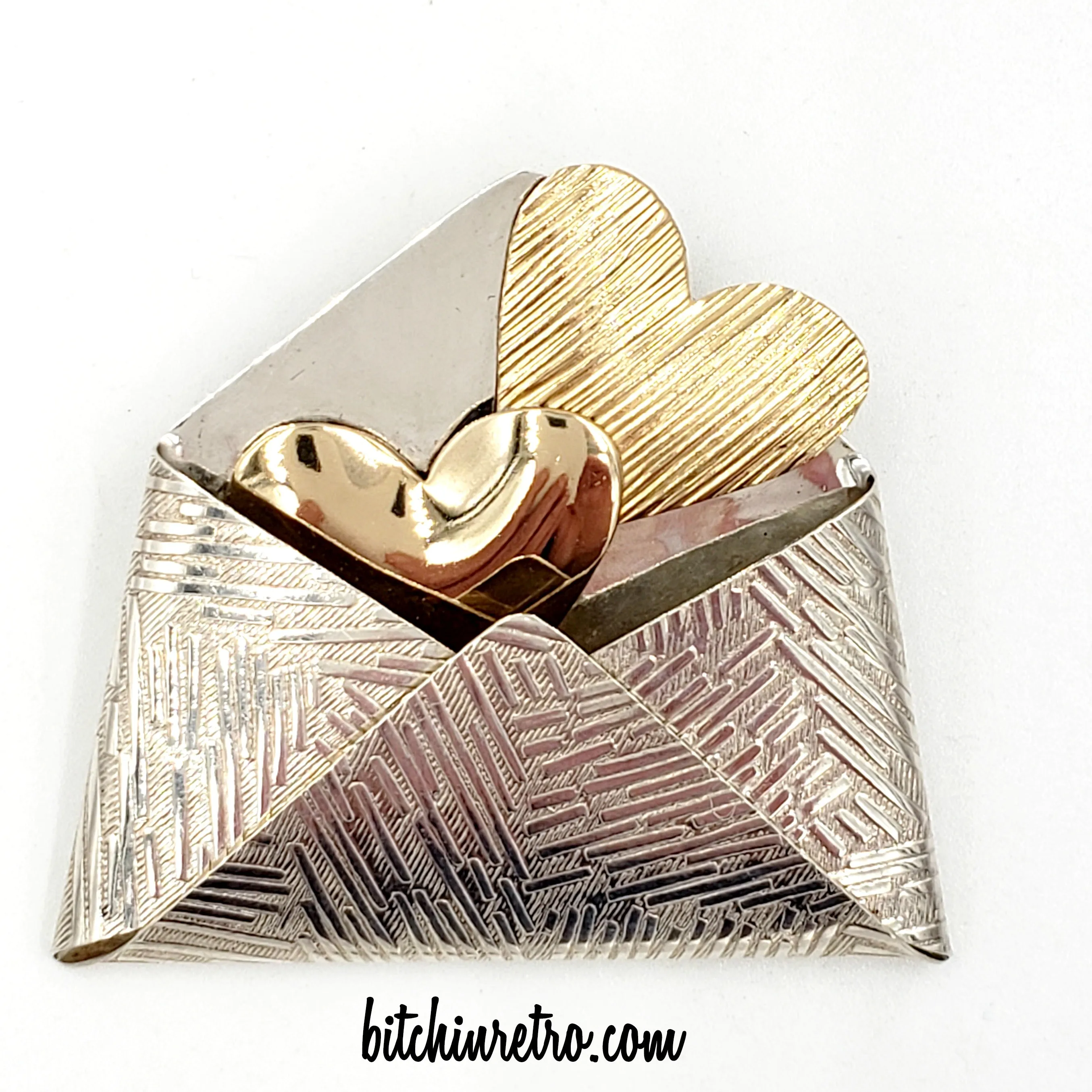KD-TR Sterling Silver Brooch With Hearts in an Envelope