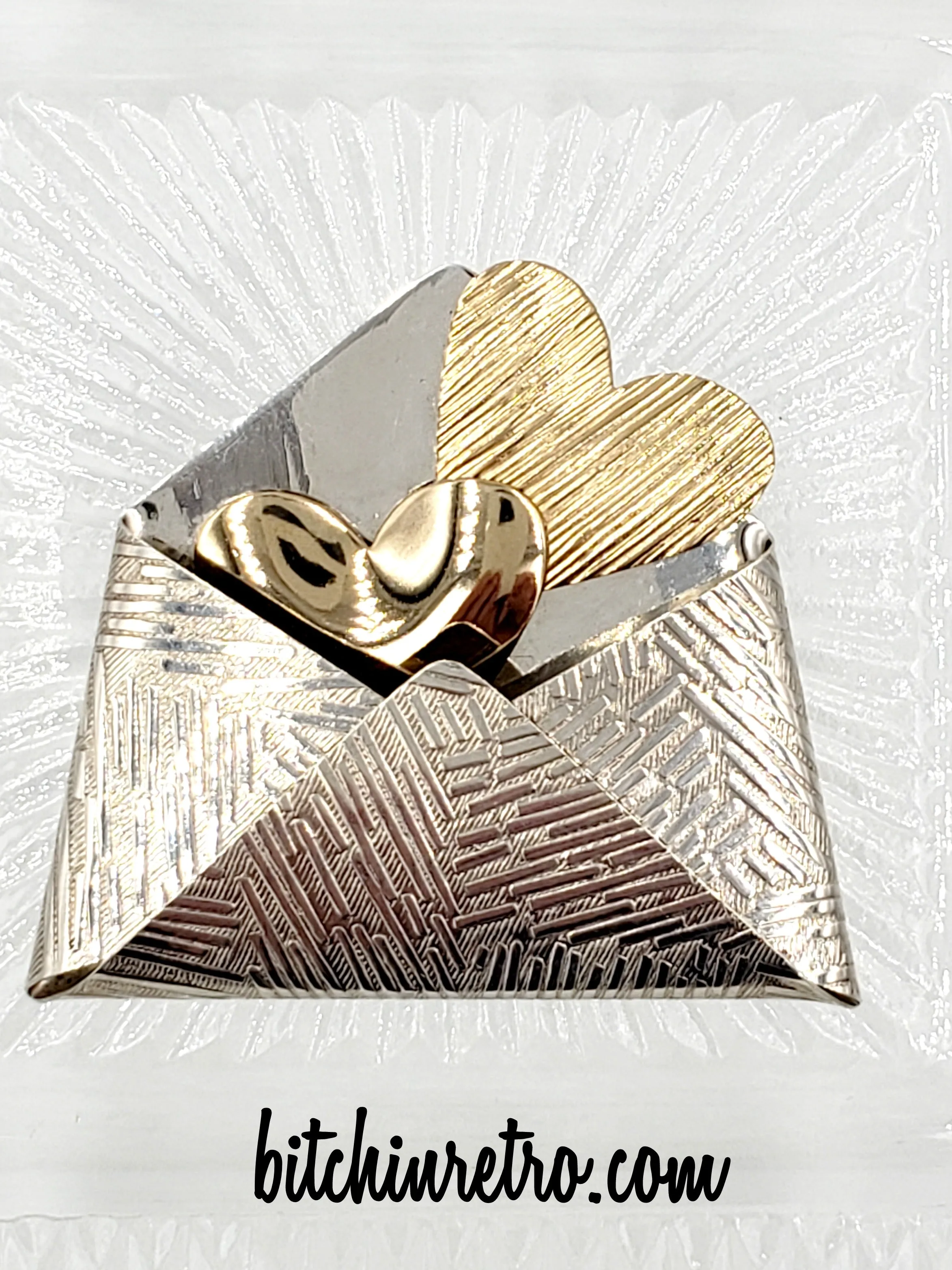 KD-TR Sterling Silver Brooch With Hearts in an Envelope