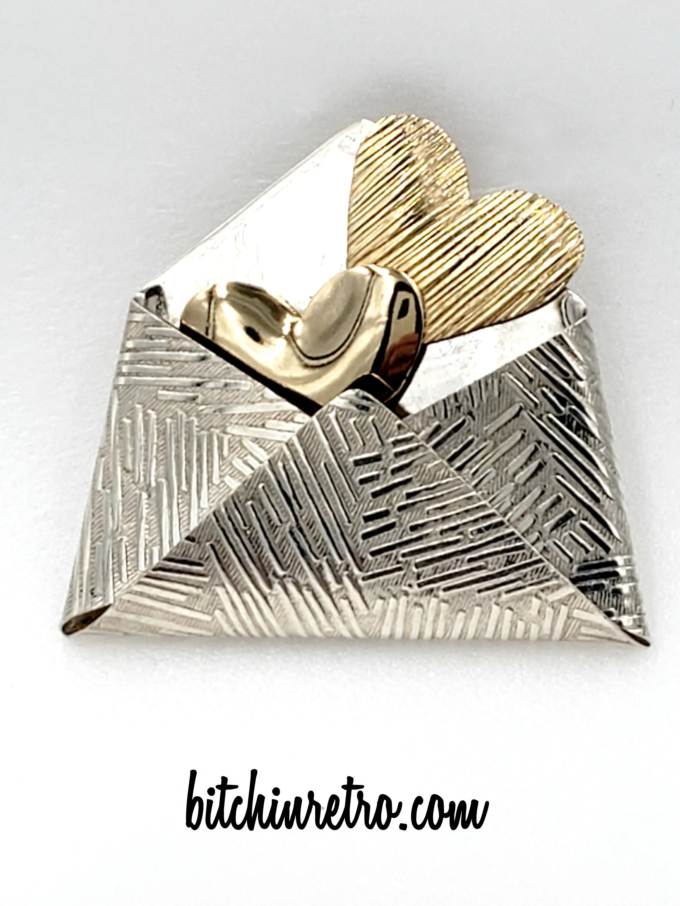 KD-TR Sterling Silver Brooch With Hearts in an Envelope