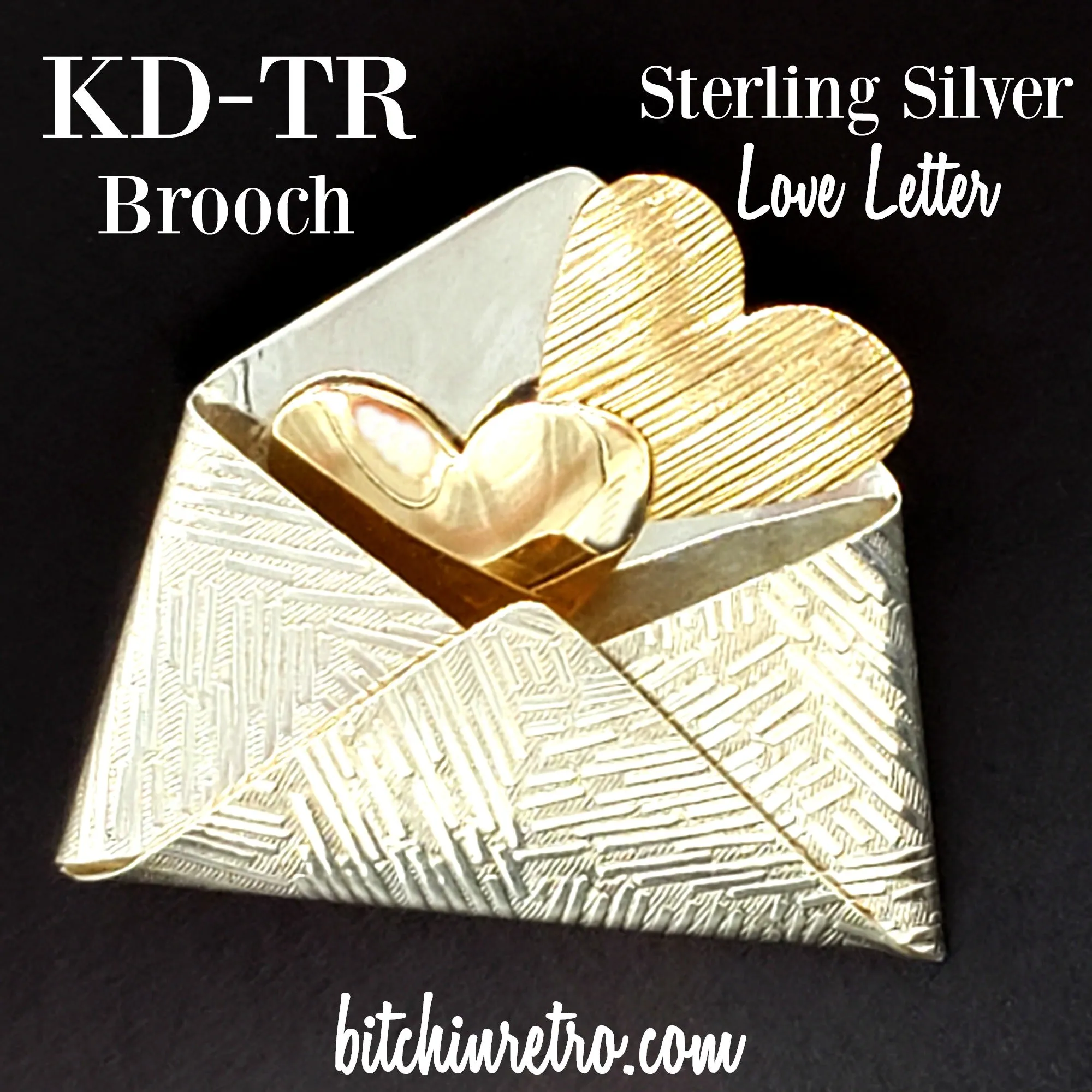 KD-TR Sterling Silver Brooch With Hearts in an Envelope