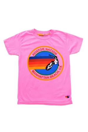 KID'S AVIATOR NATION MANHATTAN BEACH TEE - NEON PINK