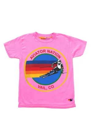 KID'S AVIATOR NATION VAIL TEE - NEON PINK
