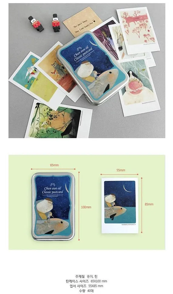 Korea illustration Mini Postcard Pinocchio  (Tin Case 40 sheets) Chun eun-sil Classic