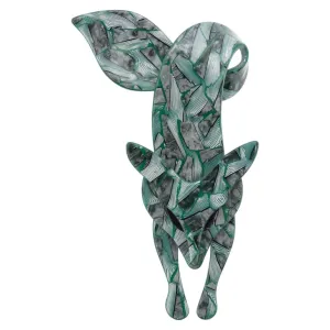 Lea Stein Green Mosaic Brooch