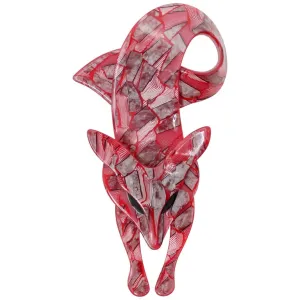 Lea Stein Red Mosaic Brooch
