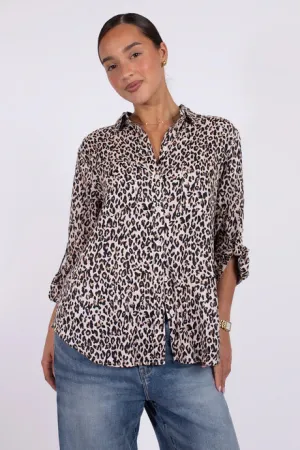 Leopard Boyfriend Linen Shirt
