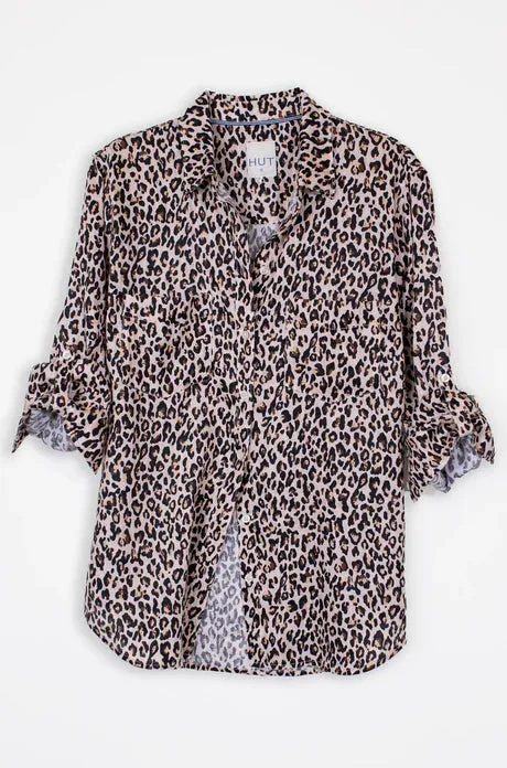 Leopard Boyfriend Linen Shirt