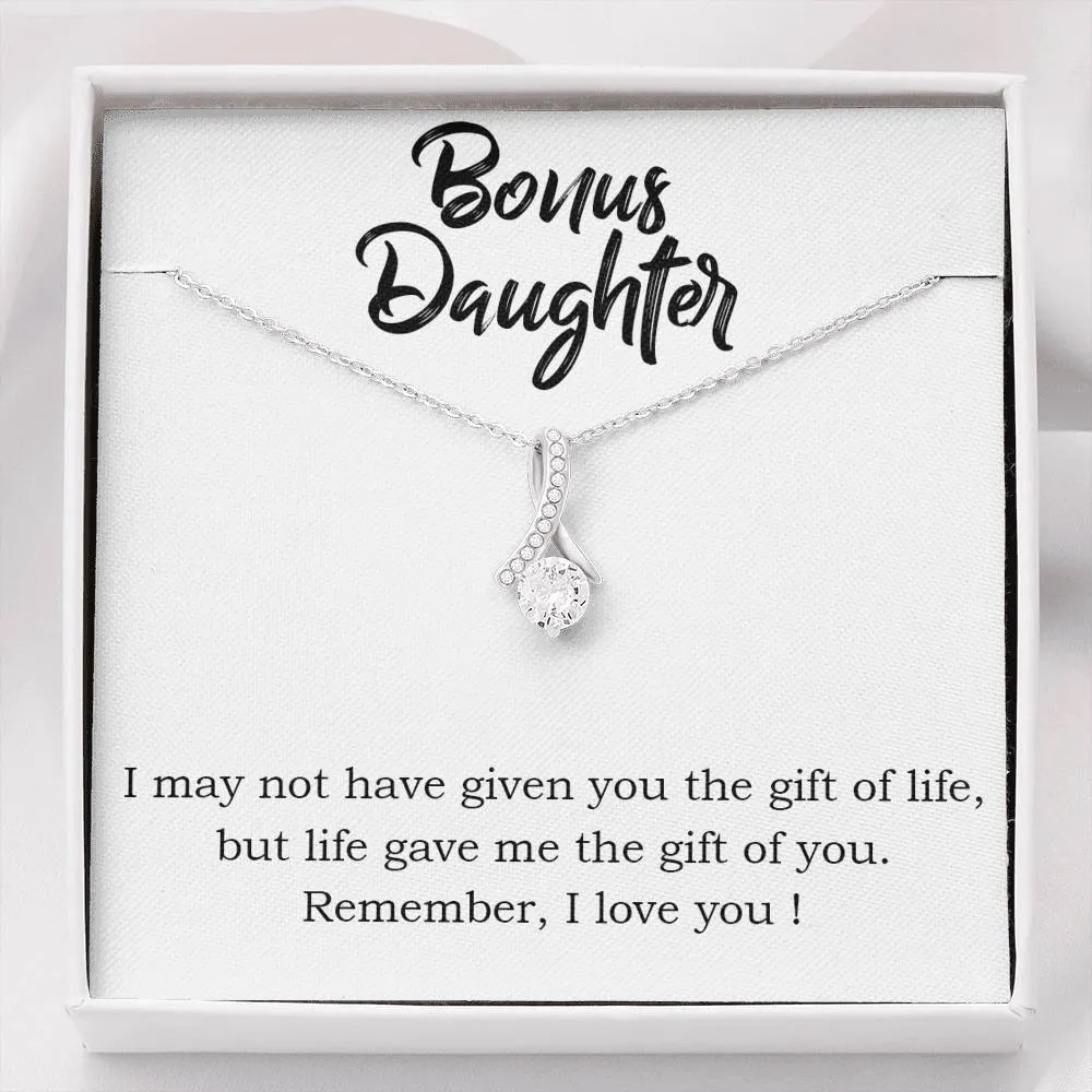 Life gave me the gift of you-Alluring Beauty Solitaire Necklace for Bonus Daughter