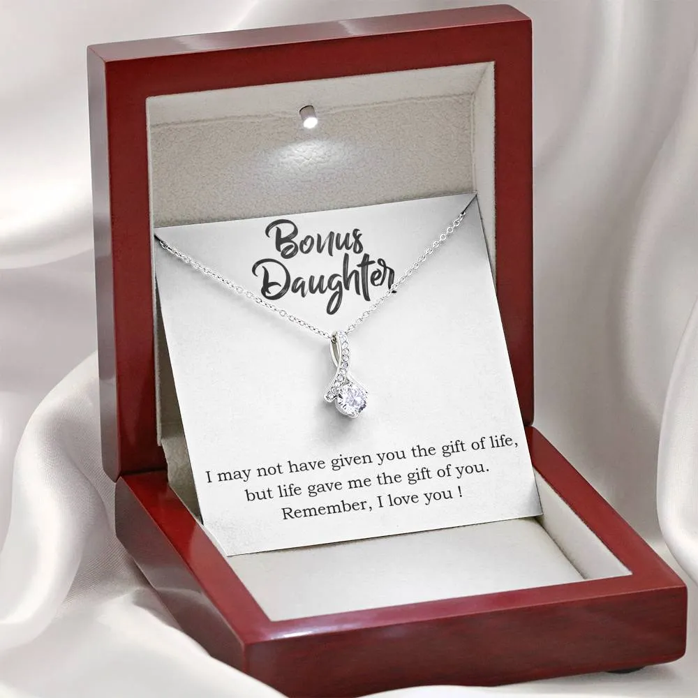 Life gave me the gift of you-Alluring Beauty Solitaire Necklace for Bonus Daughter