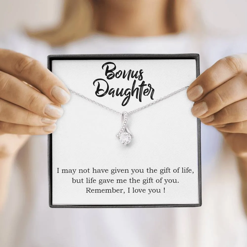 Life gave me the gift of you-Alluring Beauty Solitaire Necklace for Bonus Daughter
