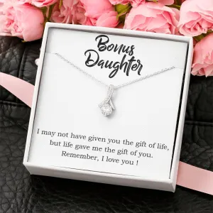 Life gave me the gift of you-Alluring Beauty Solitaire Necklace for Bonus Daughter
