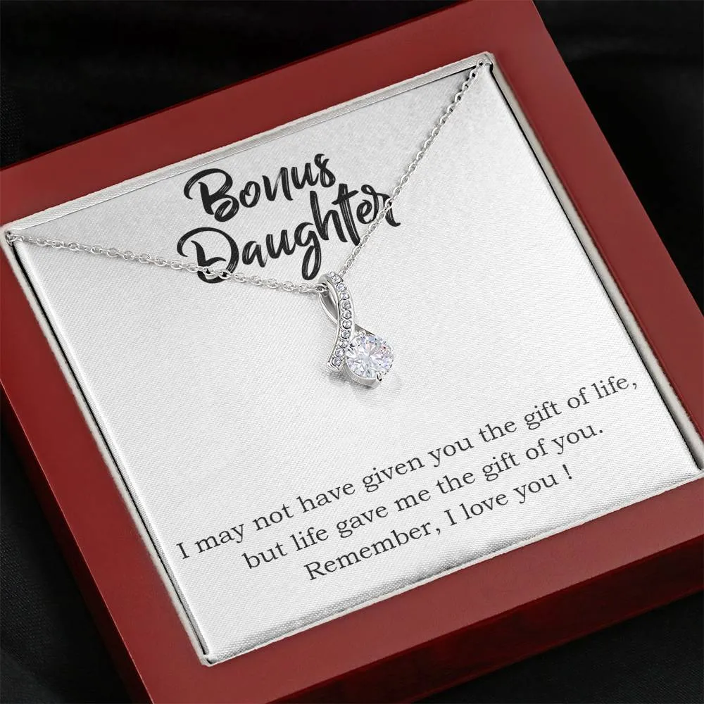 Life gave me the gift of you-Alluring Beauty Solitaire Necklace for Bonus Daughter