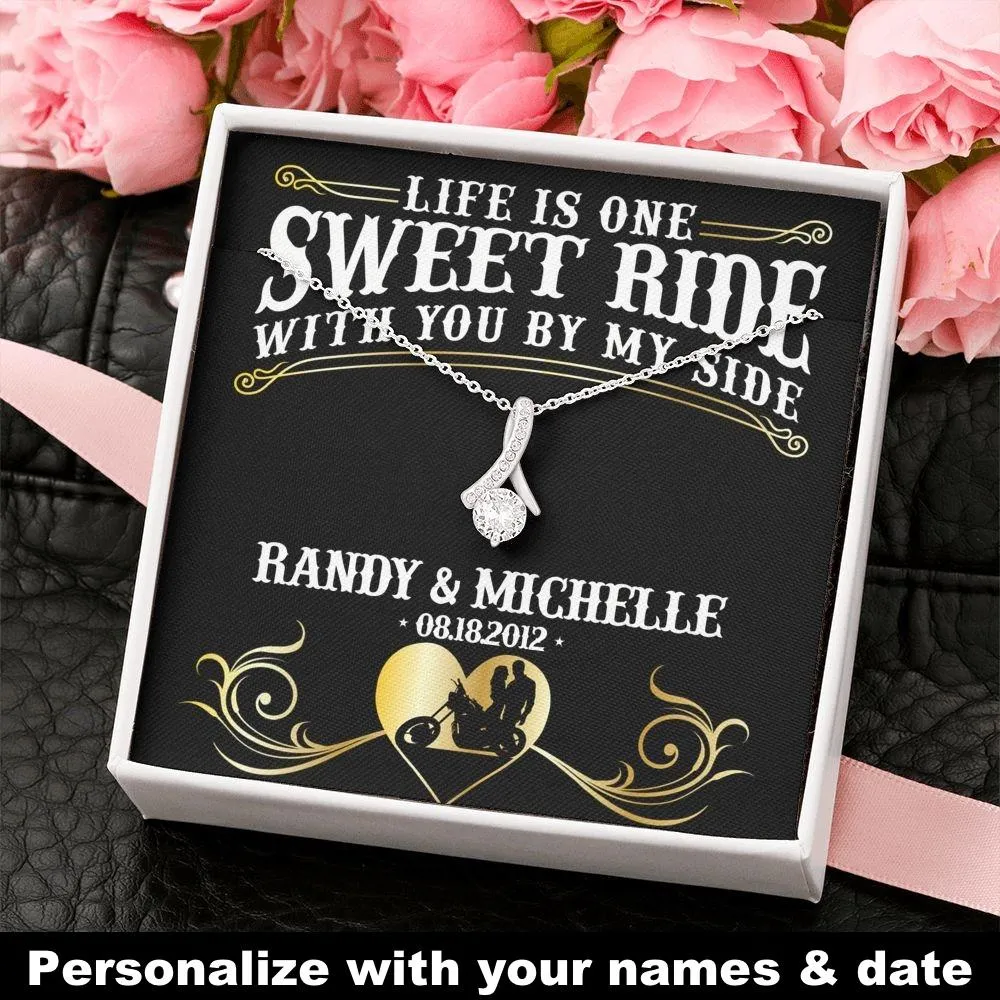 Life Is One Sweet Ride With You Biker Love Necklace