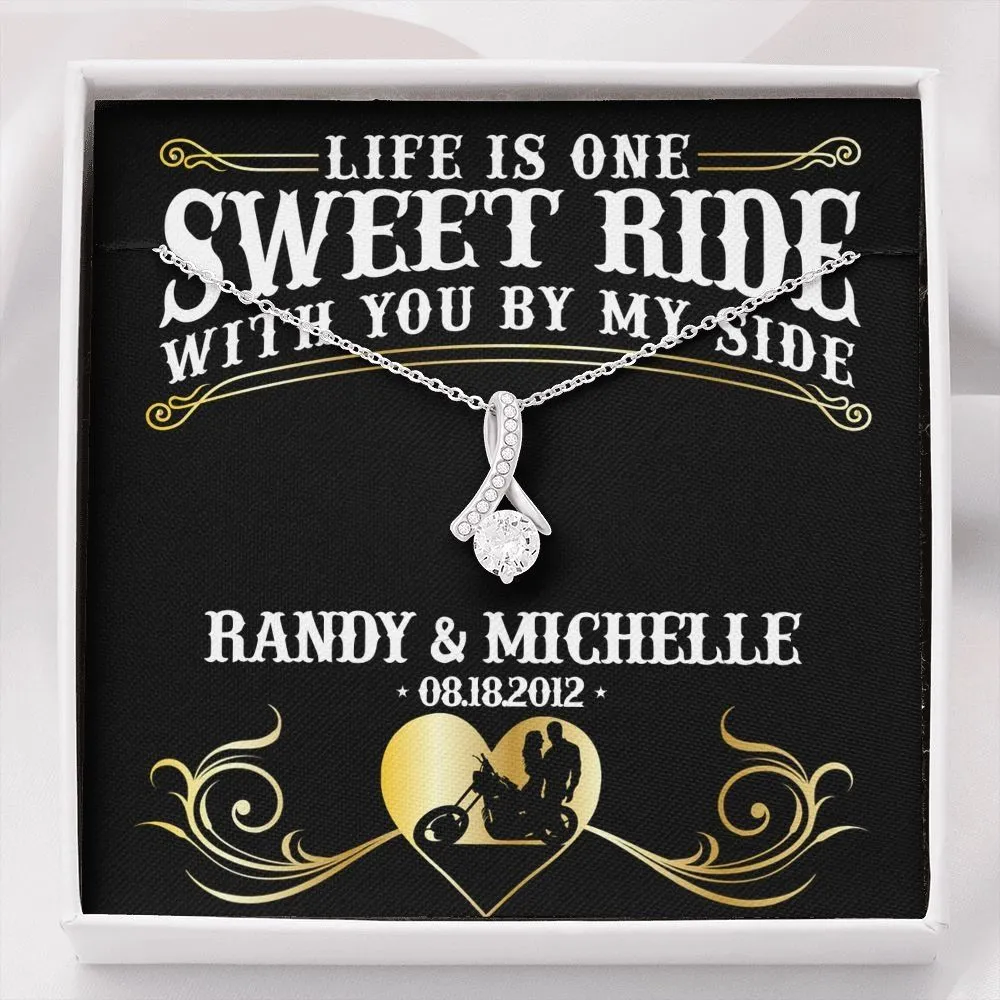 Life Is One Sweet Ride With You Biker Love Necklace