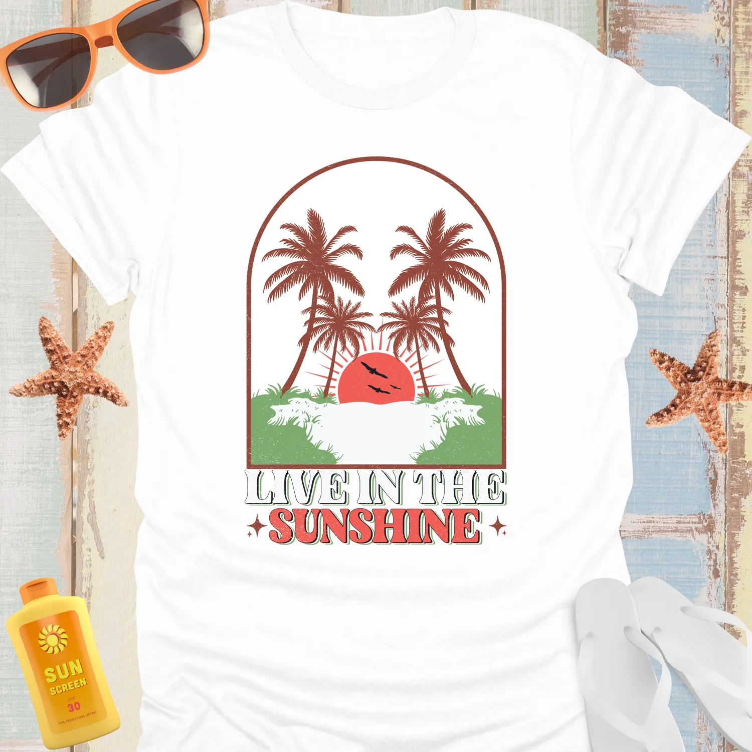 Live In The Sunshine Tee Vibrant Summer Design