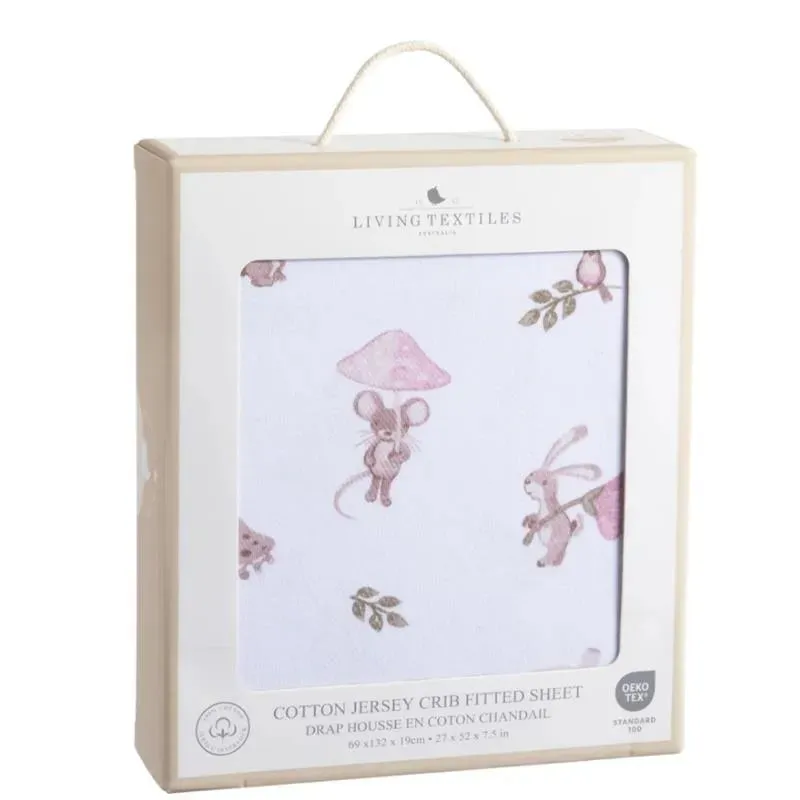 Living Textiles - Cotton Jersey Fitted Sheet, Mushroom House