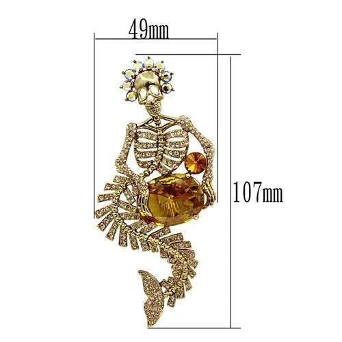 LO2411 Gold White Metal Brooches with AAA Grade CZ in Topaz