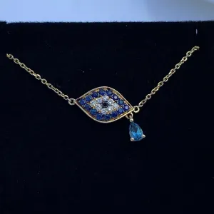 London Blue Topaz Sapphire Black and White Diamond Link Bracelet 14K Yellow Gold