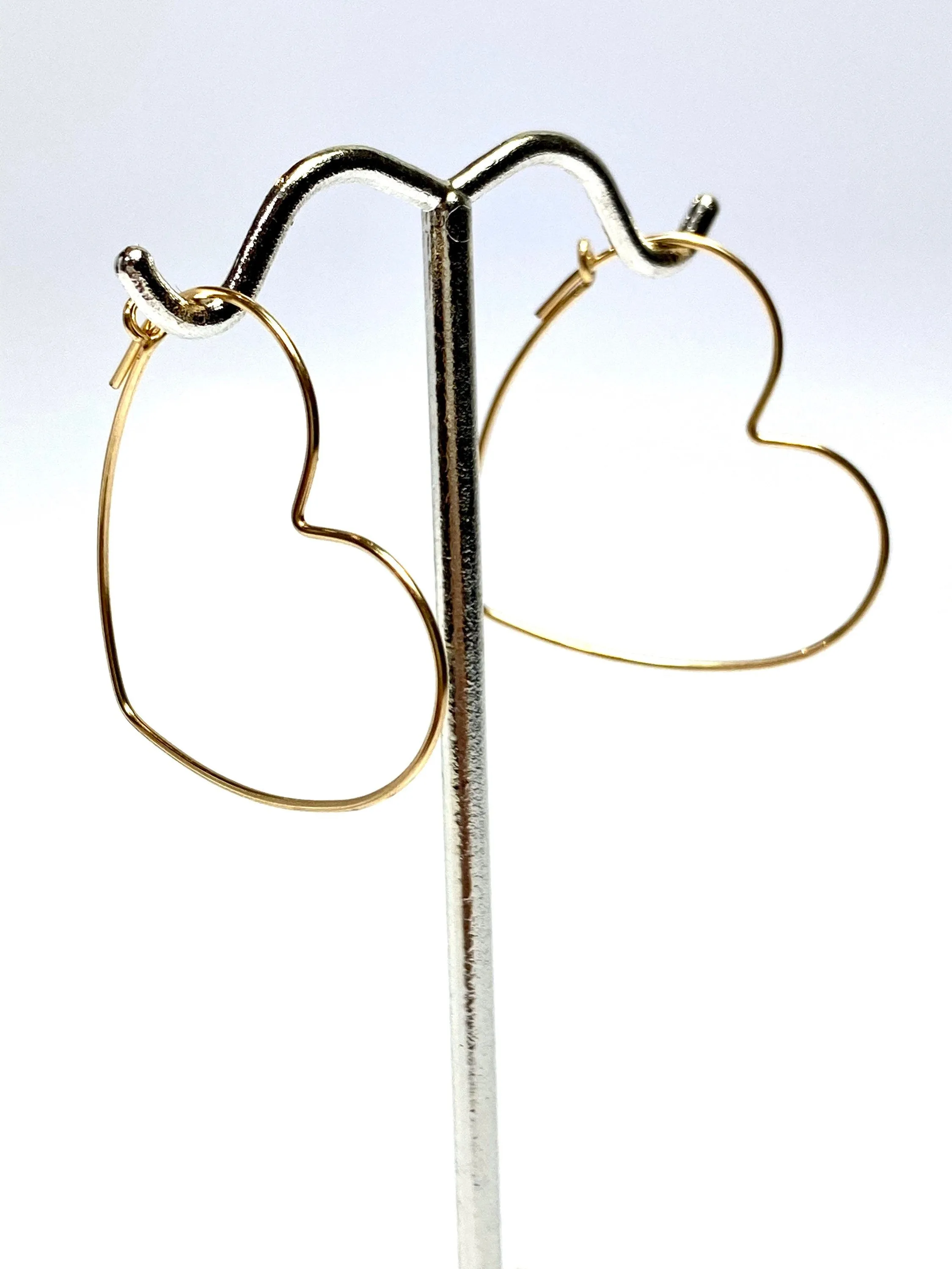 Lovely Heart Shape Beading Hoop Earrings (14KGF) SKU 4011808