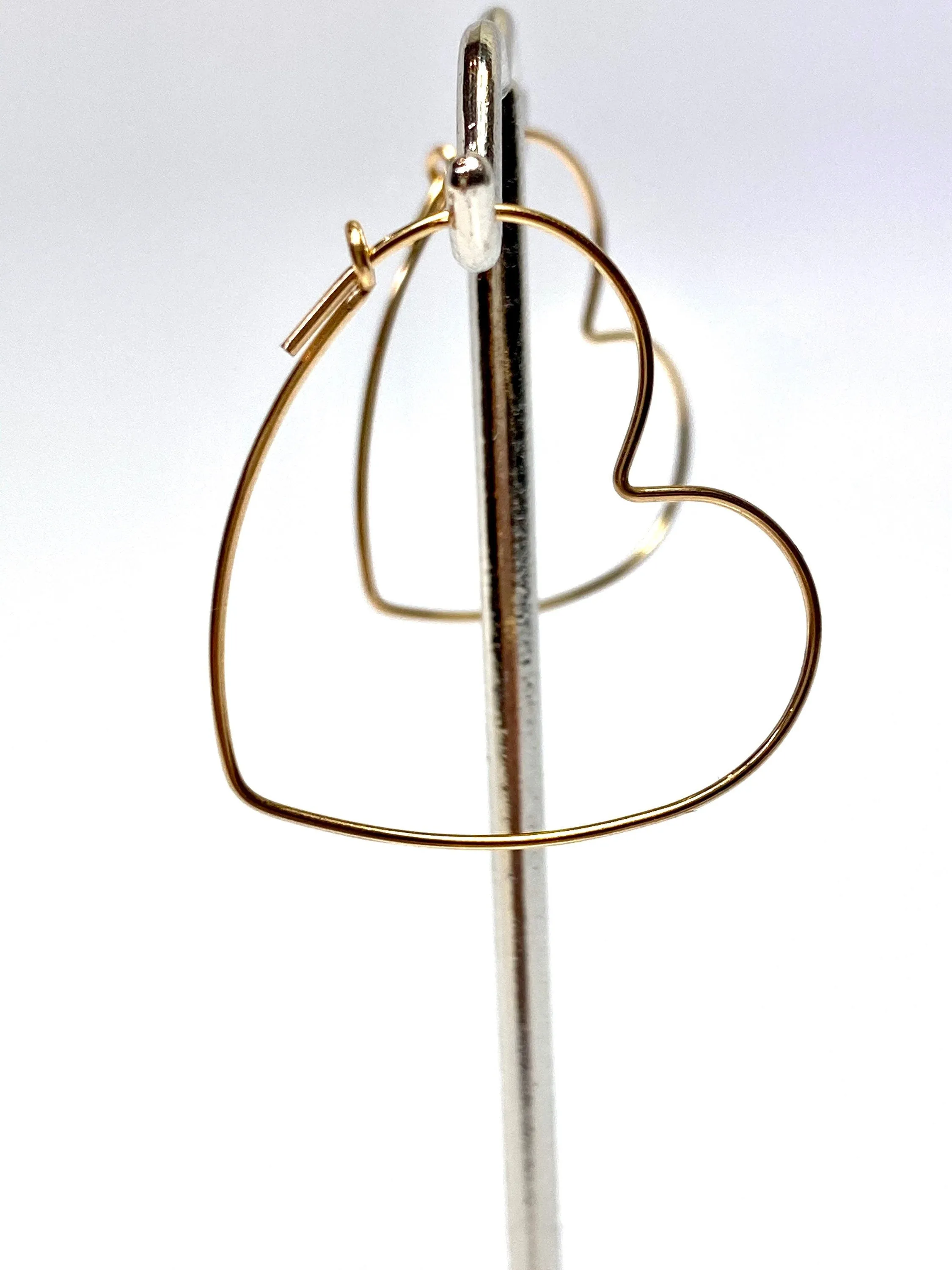 Lovely Heart Shape Beading Hoop Earrings (14KGF) SKU 4011808