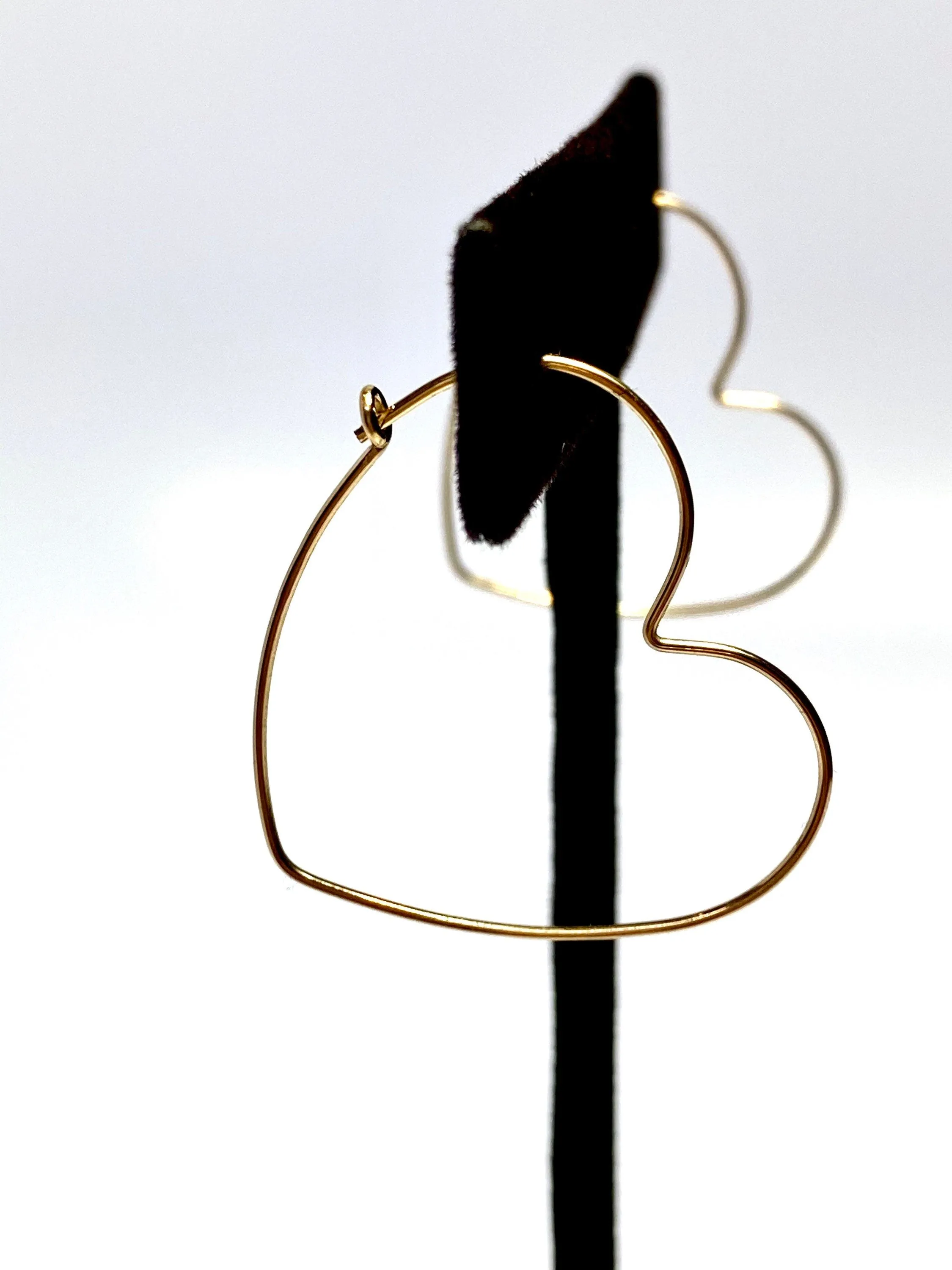 Lovely Heart Shape Beading Hoop Earrings (14KGF) SKU 4011808