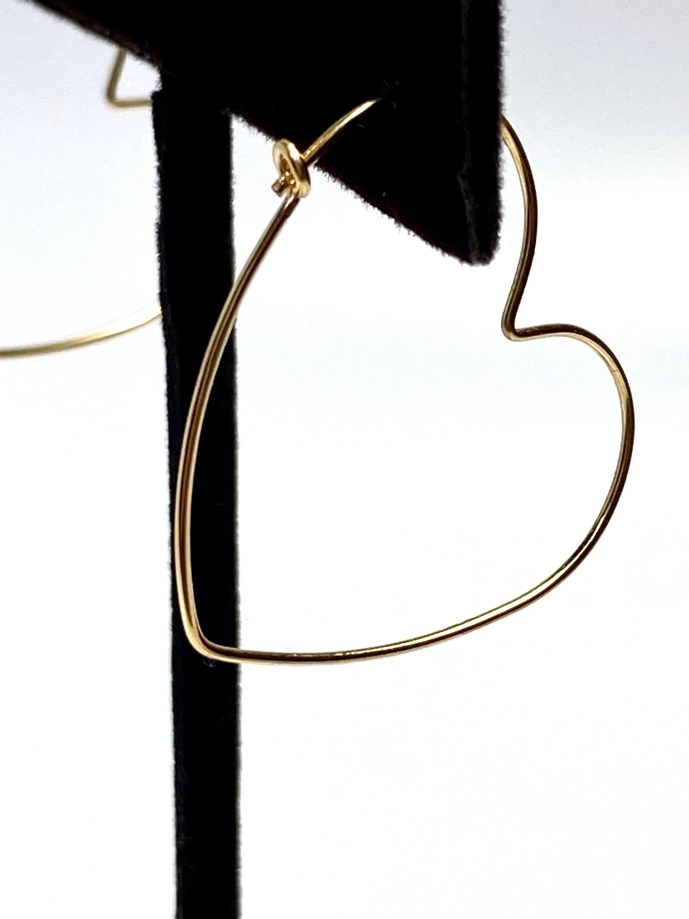 Lovely Heart Shape Beading Hoop Earrings (14KGF) SKU 4011808