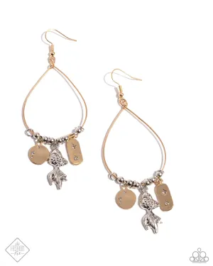 Lucky Lure - Multi - Mixed Metal Charm Teardrop Paparazzi Fishhook Earrings - July 2024 Sunset Sightings