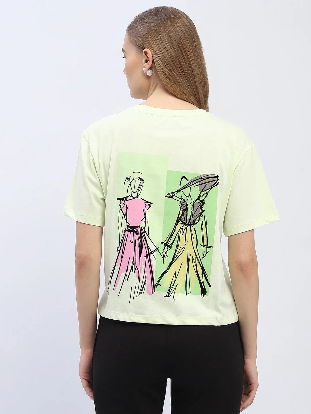Madame Graphic Print Neon Green Regular T-Shirt