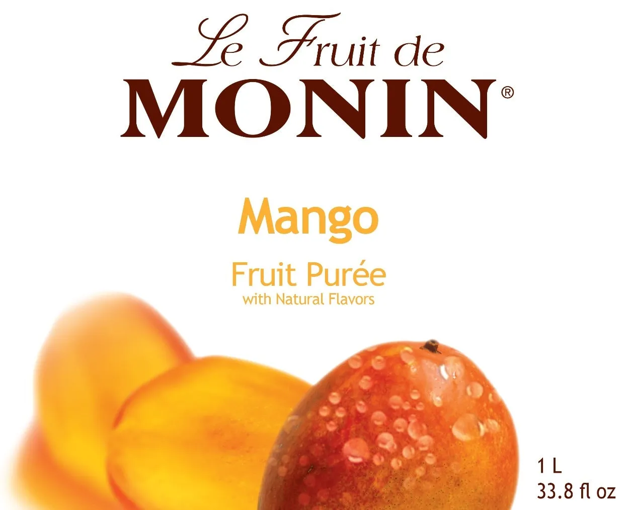 Mango Purée - Monin - Premium Fruit Purees - 4 x 1L Plastic Bottle