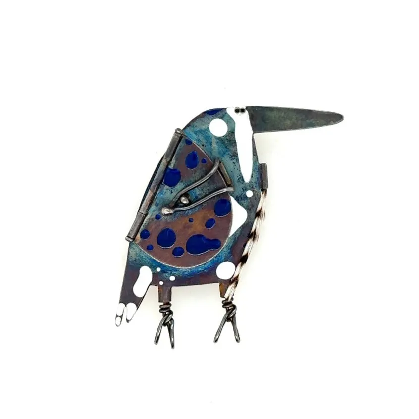 Marsh Heron Pin/Locket (shell inside)