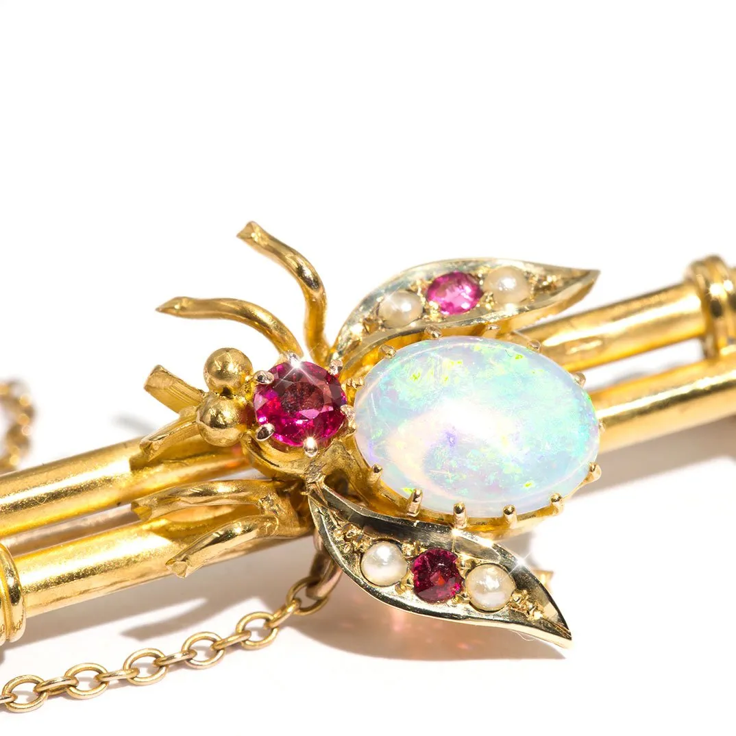 Matilda Edwardian Antique 15 Carat Opal Bee Vintage Brooch