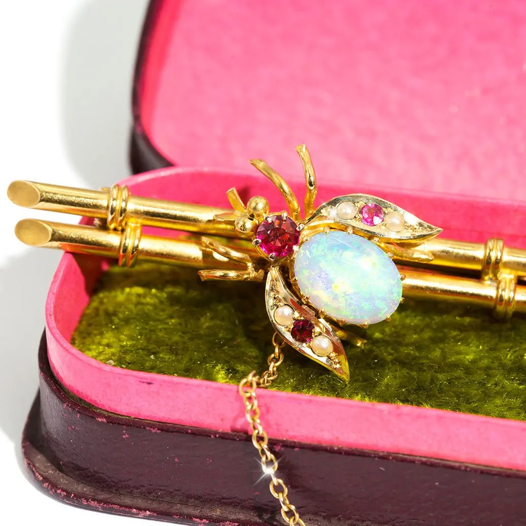 Matilda Edwardian Antique 15 Carat Opal Bee Vintage Brooch