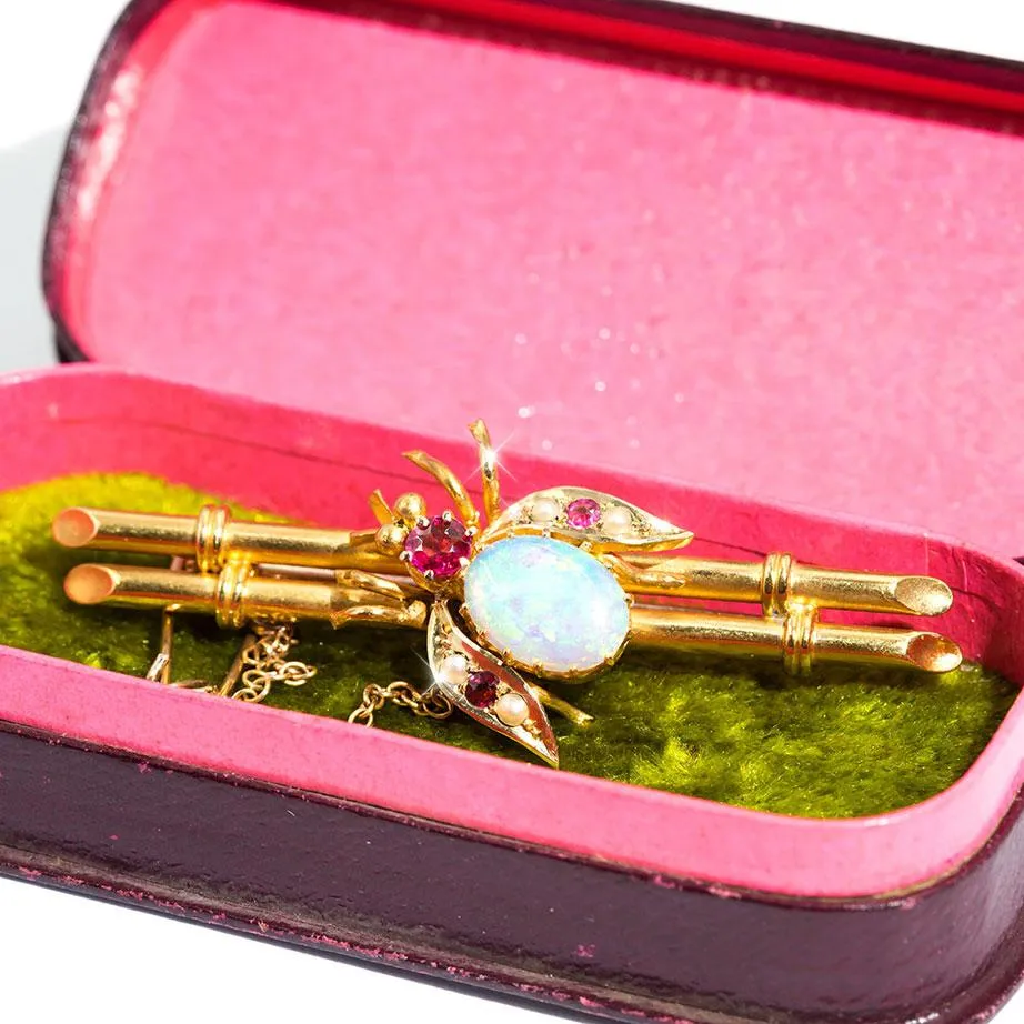 Matilda Edwardian Antique 15 Carat Opal Bee Vintage Brooch