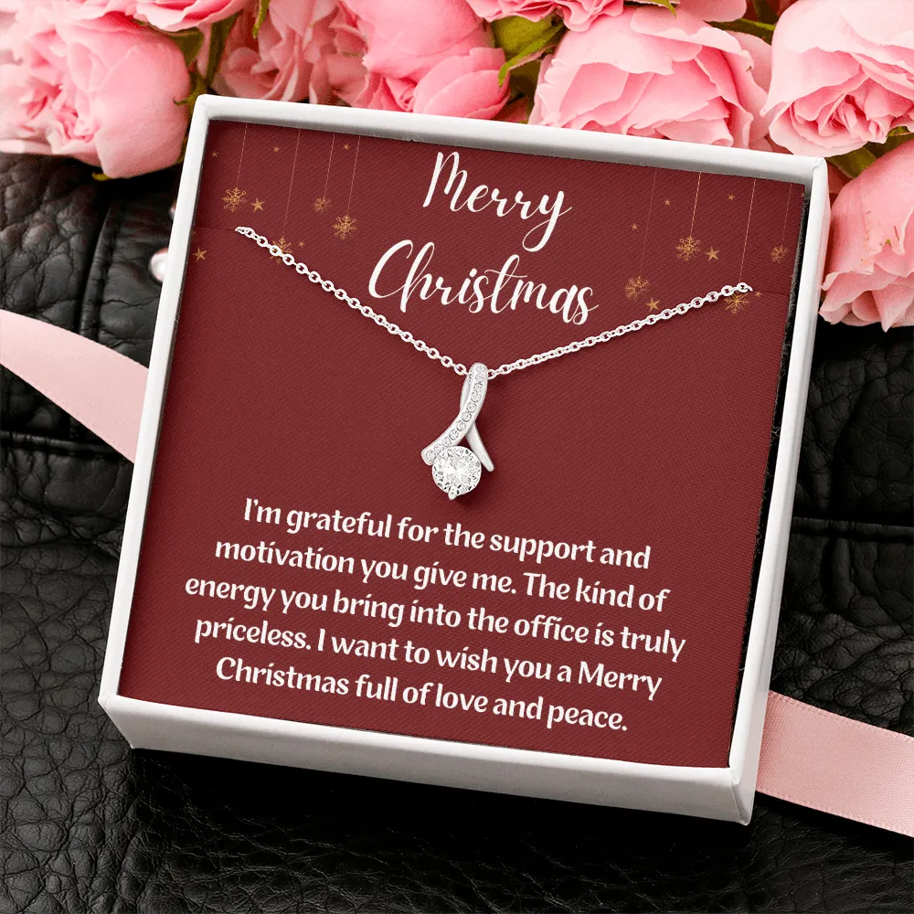 Merry Christmas to Colleague Ribbon Necklace