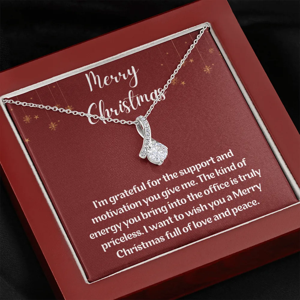 Merry Christmas to Colleague Ribbon Necklace