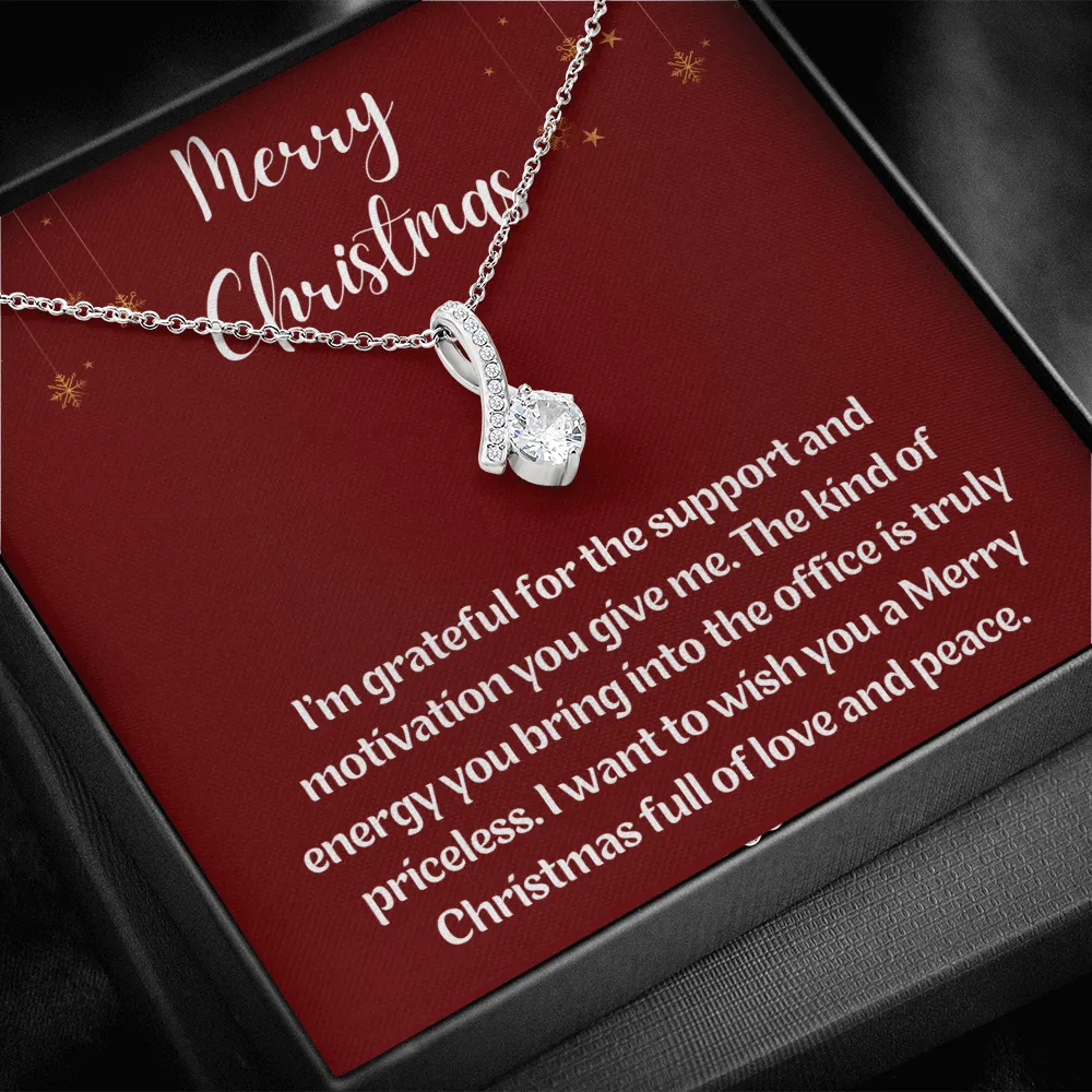 Merry Christmas to Colleague Ribbon Necklace