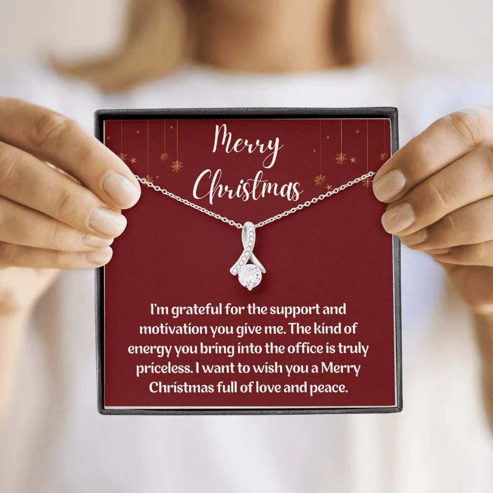 Merry Christmas to Colleague Ribbon Necklace