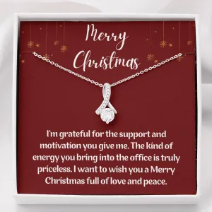 Merry Christmas to Colleague Ribbon Necklace