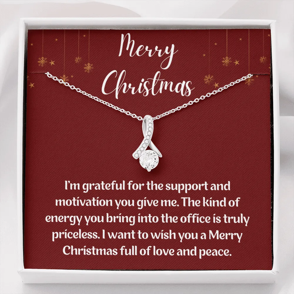 Merry Christmas to Colleague Ribbon Necklace