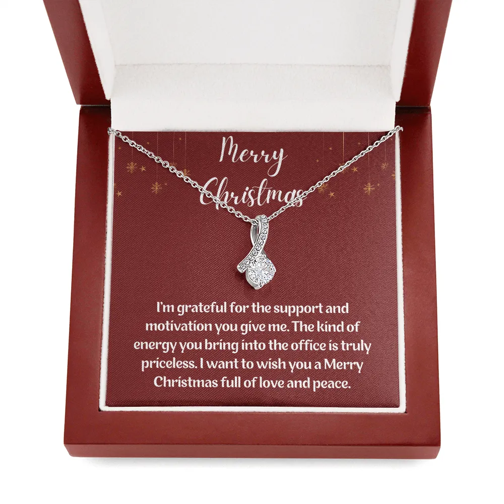 Merry Christmas to Colleague Ribbon Necklace